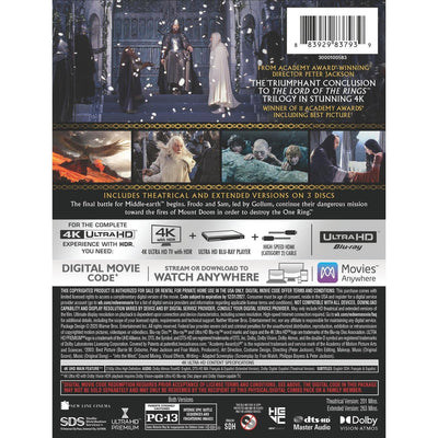 Властелин колец: Возвращение Короля (англ. язык) [Расширенная & Театральная версии] (4K UHD Blu-ray) Steelbook