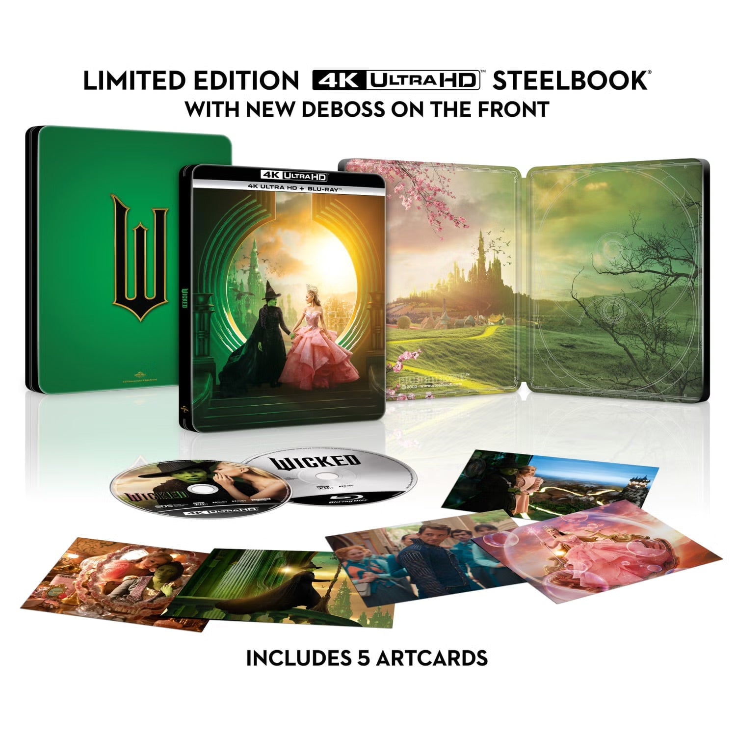Злая: Сказка о ведьме Запада (2024) (англ. язык) (4K UHD + Blu-ray) Steelbook [Deboss on the Front] & 5 Artcards