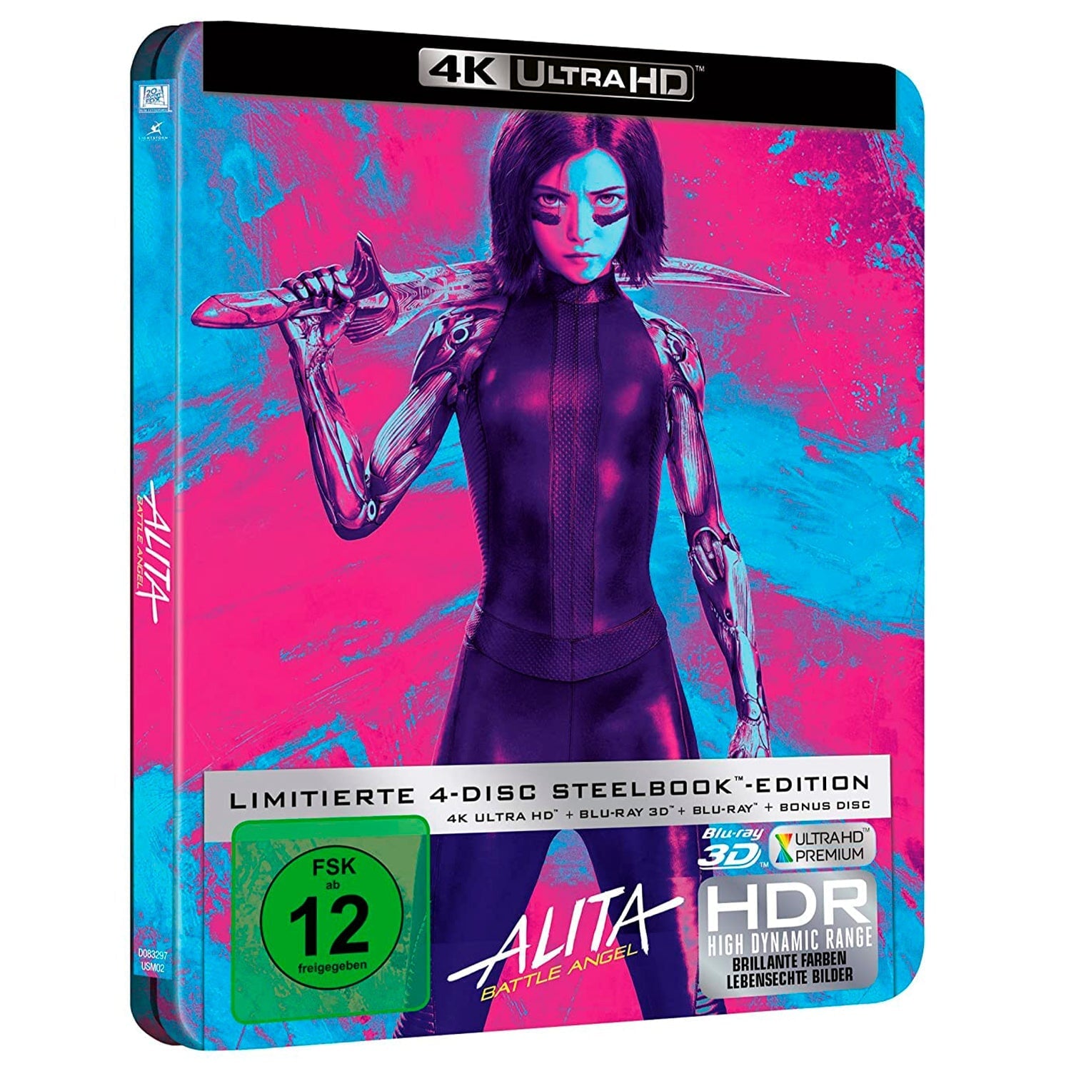 Алита: Боевой ангел 4K UHD (Blu-ray) Limited 4 disc Steelbook