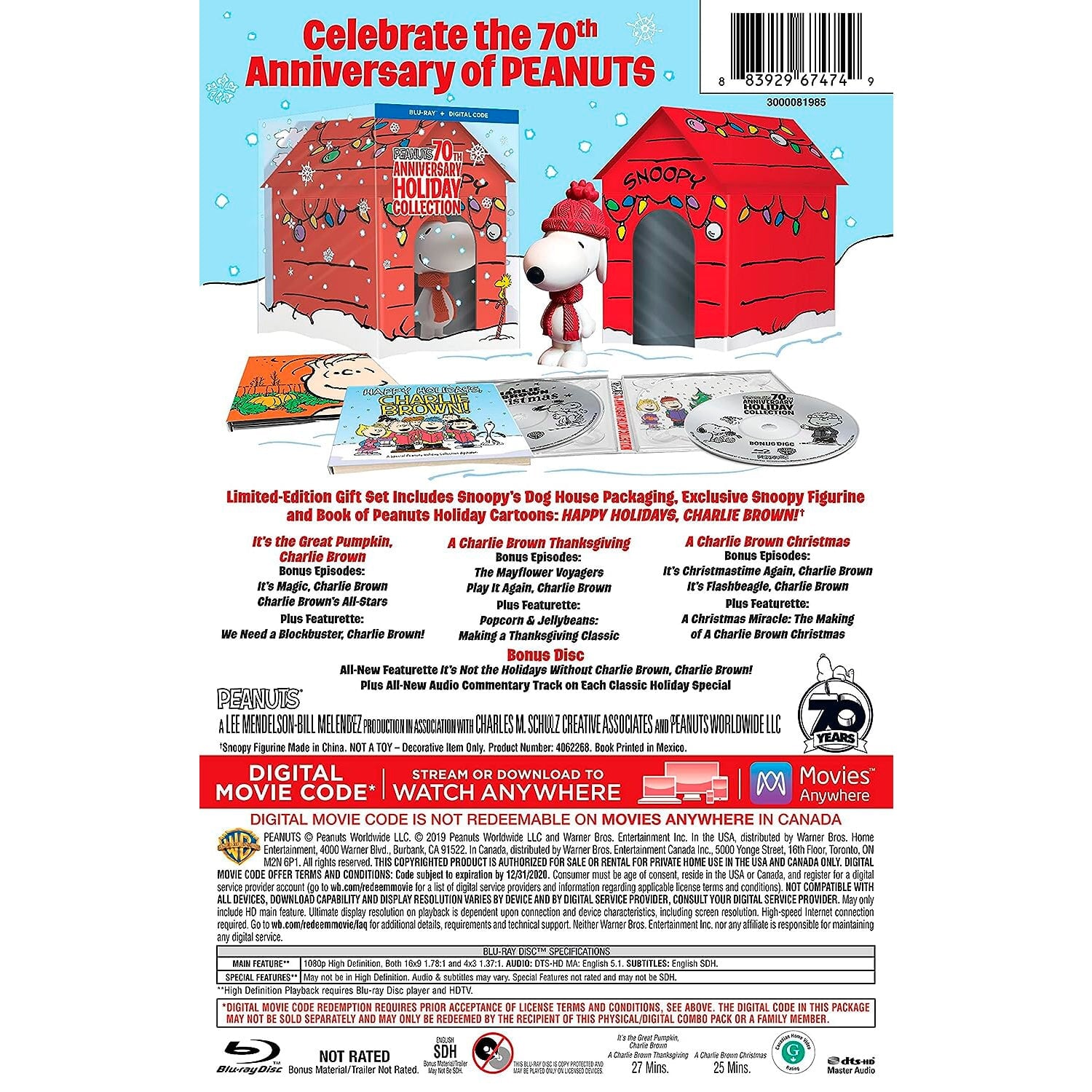 Peanuts 70th Anniversary Holiday Collection Limited Edition (англ. язык) (Blu-ray + Bonus Disc)